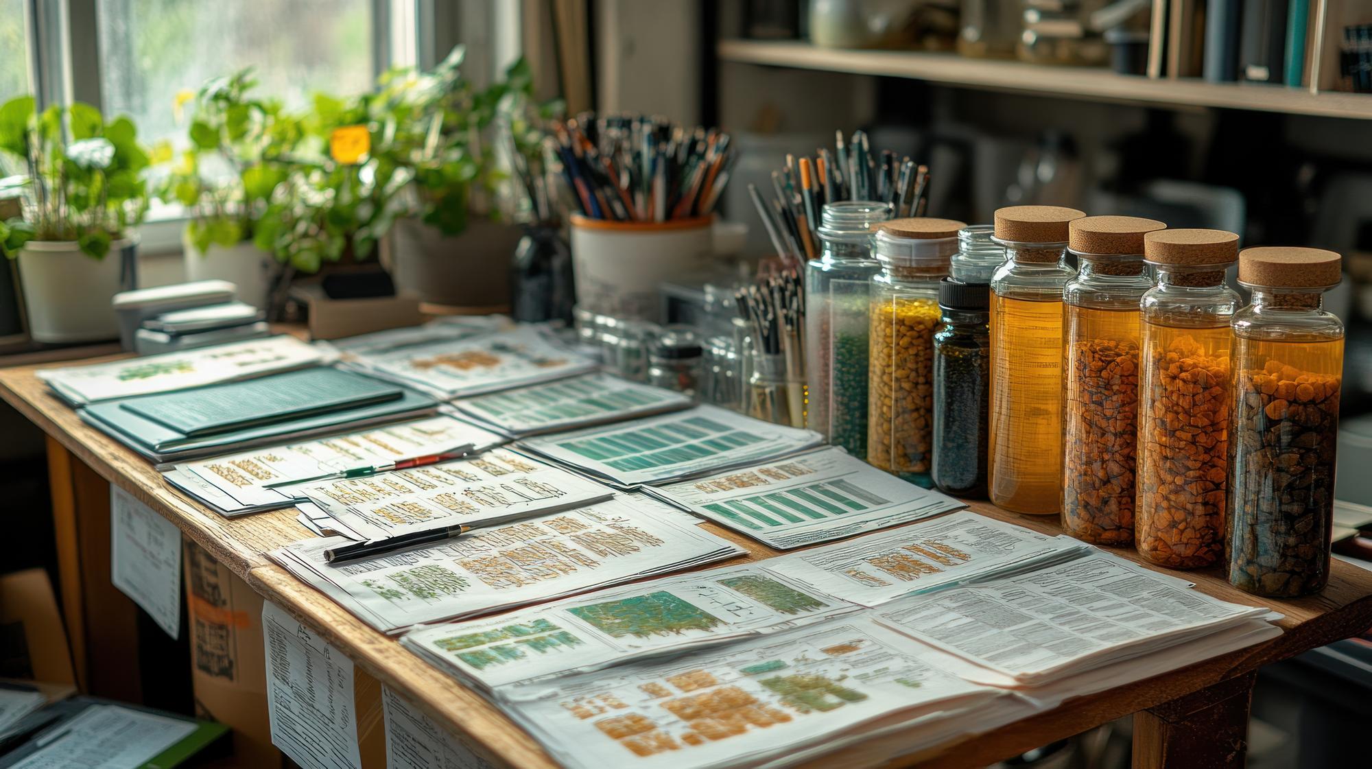 Table with samples and notes